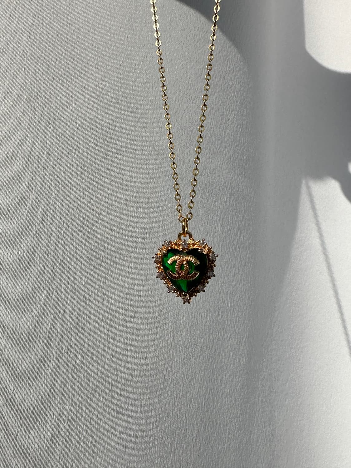 미니 하트 그린 큐빅 목걸이 상품이미지1