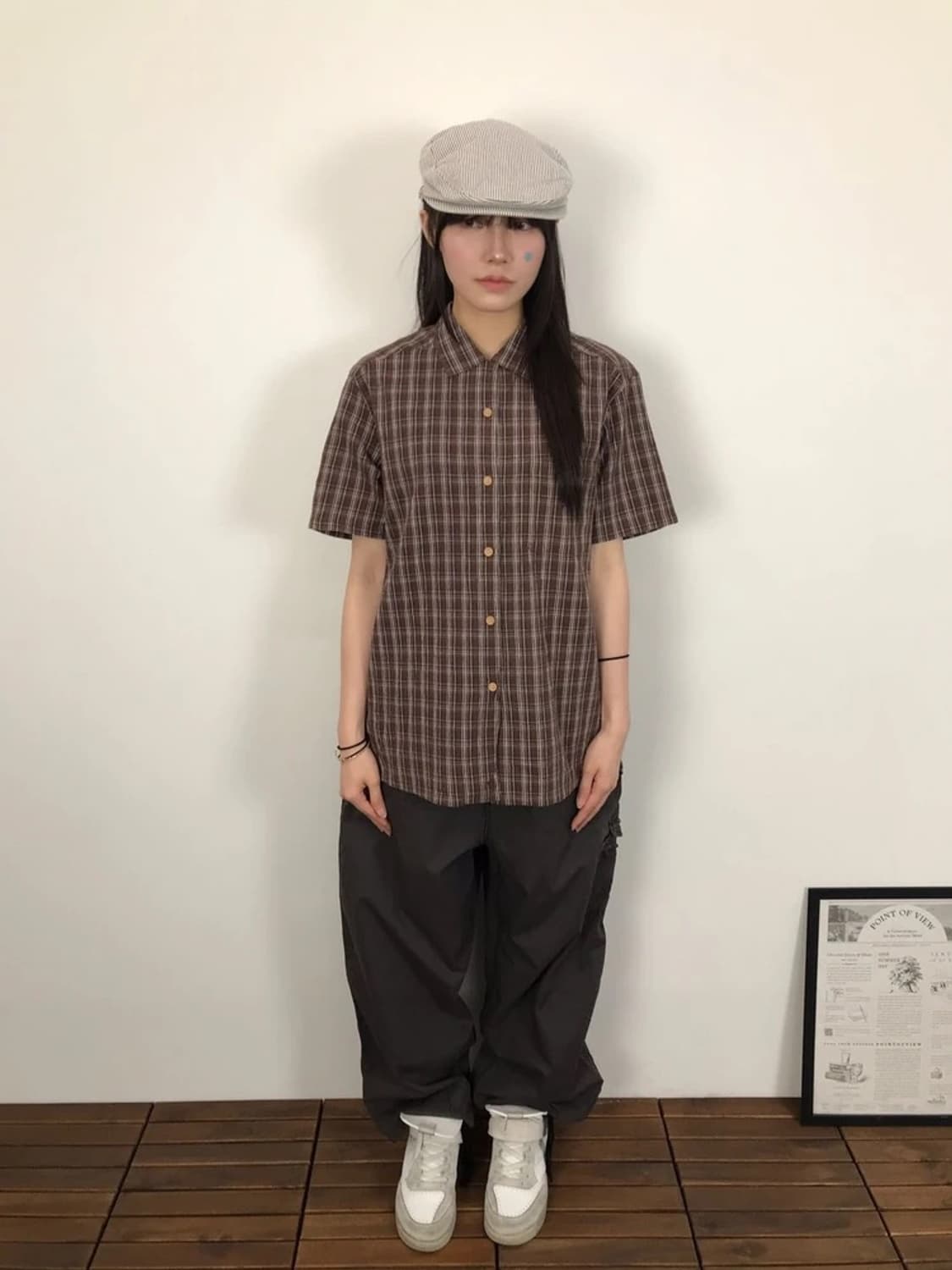 Jino House Brown Linen Check Shirt 상품이미지2