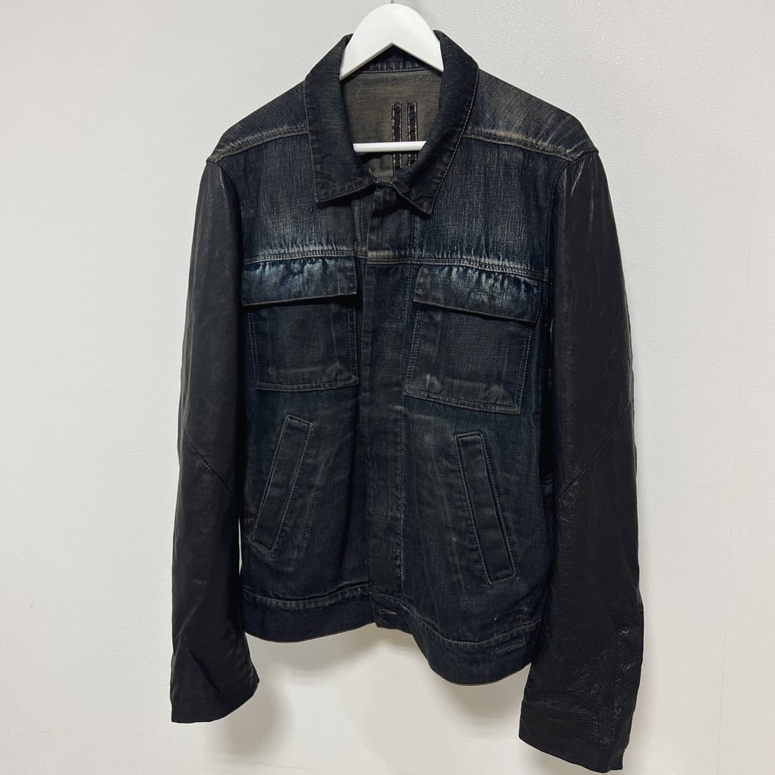 릭오웬스 10SS 다크쉐도우 팔가죽 데님 자켓 블루 블랙 상품이미지3