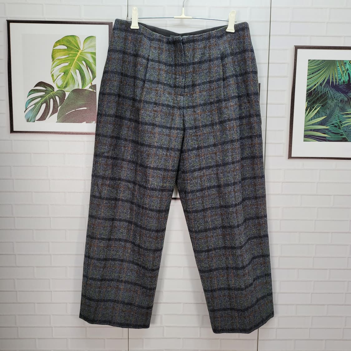 한섬 랑방 컬렉션 체크 와이드 팬츠 바지 30-31사이즈 새상품급 상품이미지1