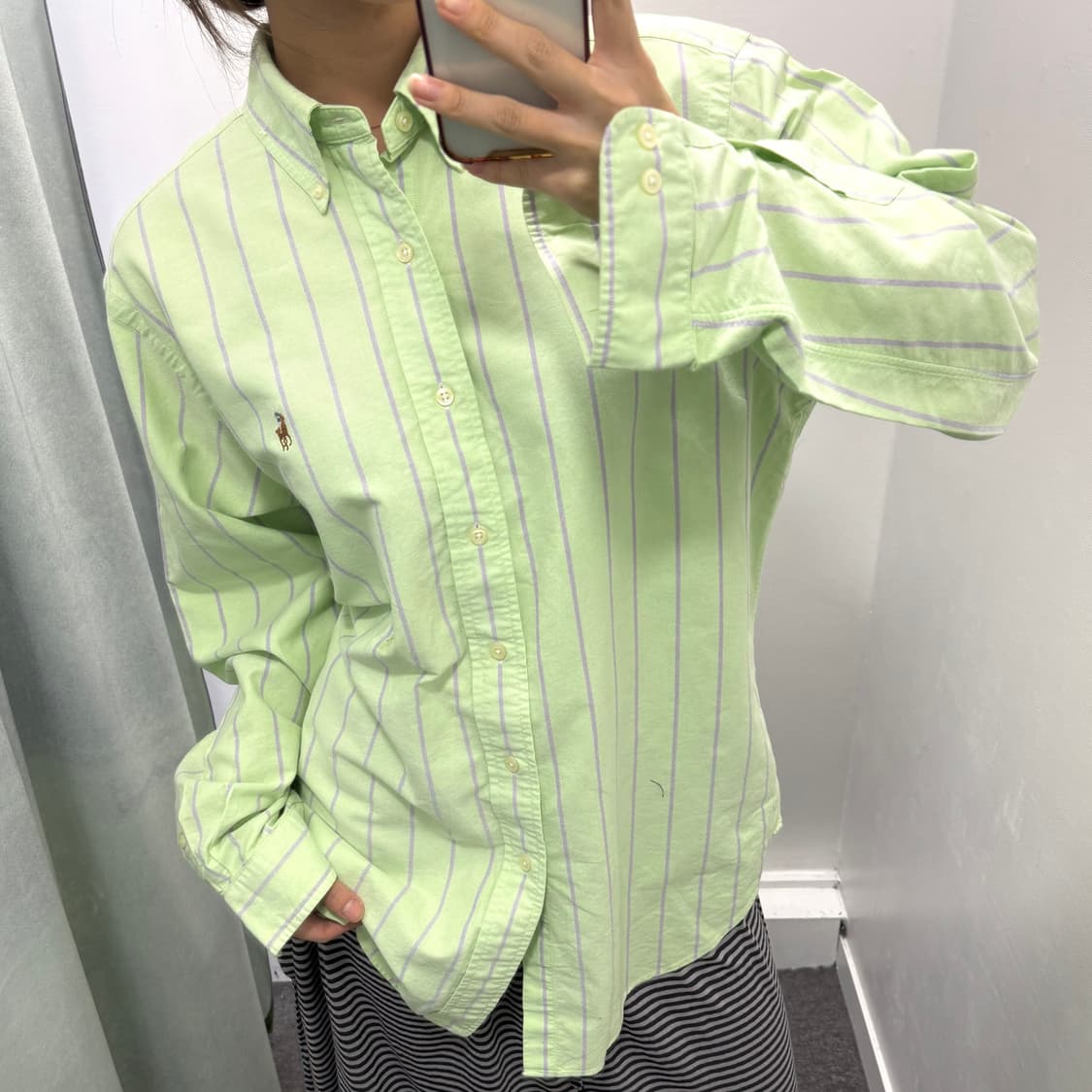 폴로 그린 퍼플 클래식핏 셔츠 상품이미지2