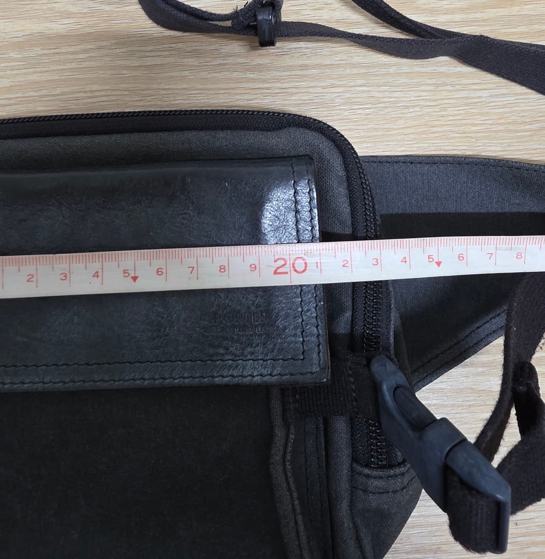 PORTER 블랙 가죽x캔버스 힙색 상품이미지8