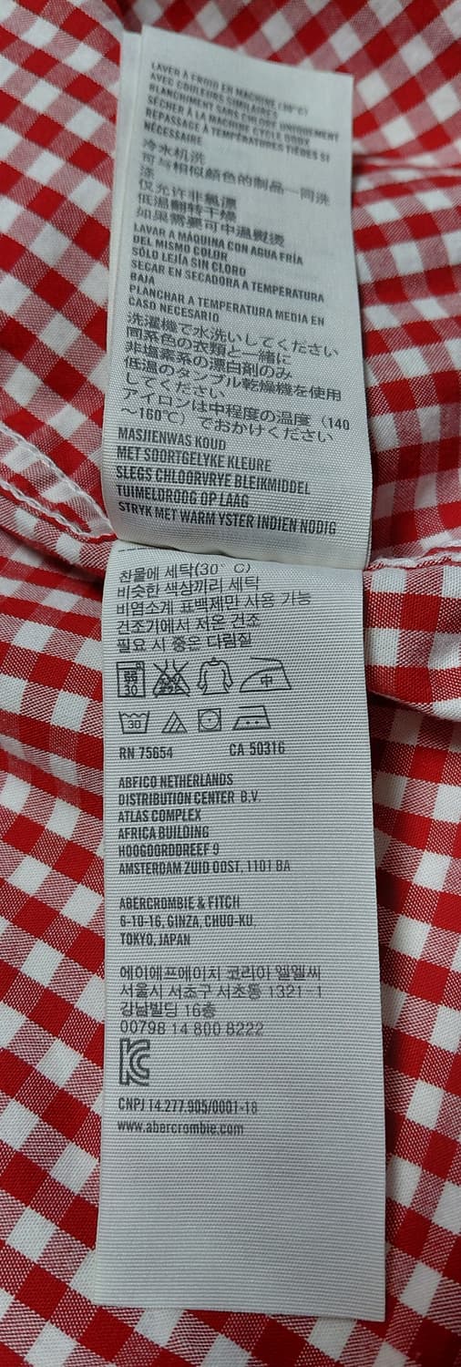 [L] 홀리스터 레드 긴팔 체크 셔츠 (상태 최상) 상품이미지6