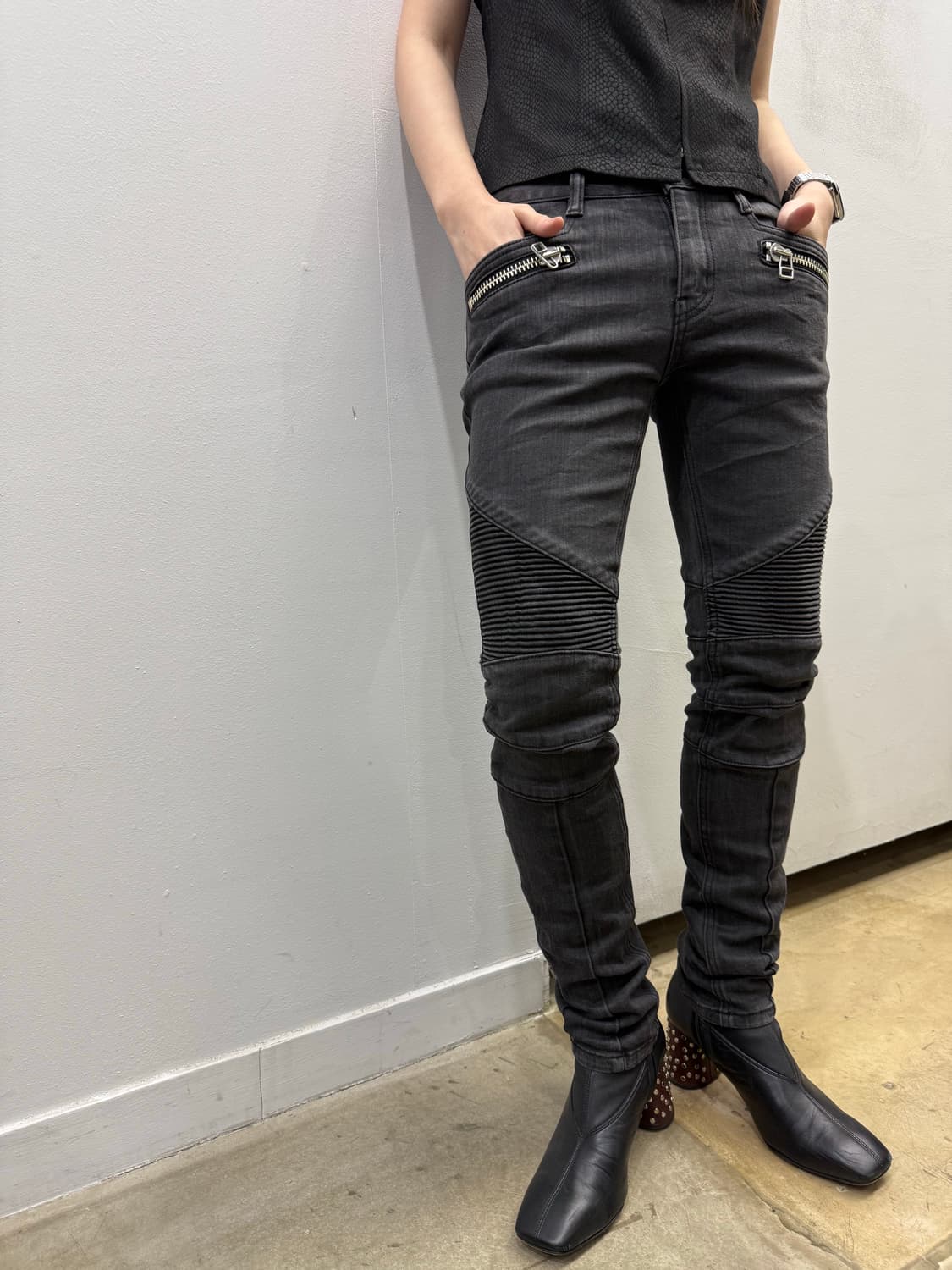 No i.D. 바이커 무드 슬림 데님진 상품이미지4