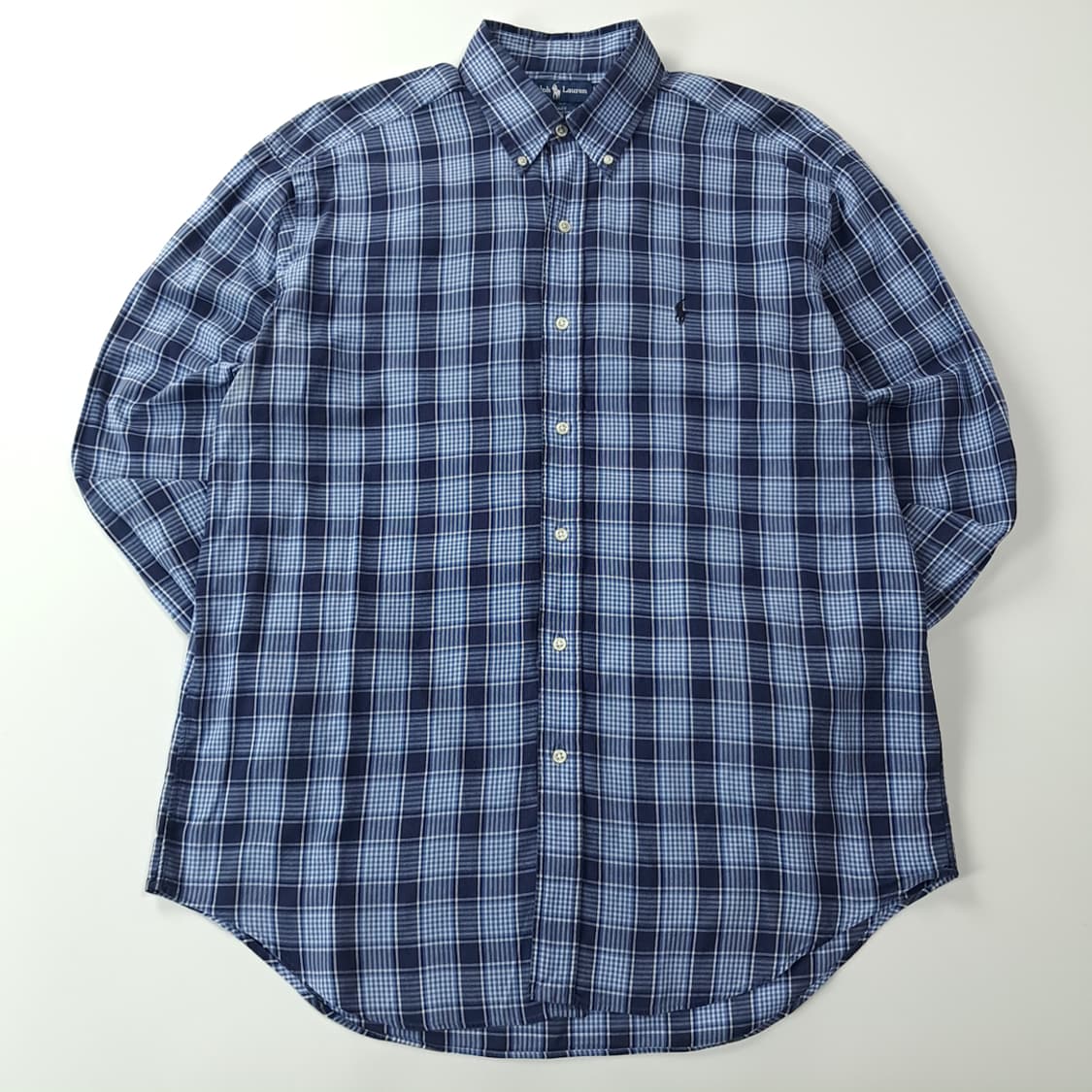 CK275 L 폴로 90s 인도판 클래식 체크 로얄네이비 셔츠 남방 상품이미지1