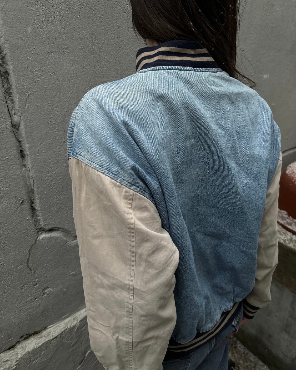 90s old vintage denim varsity jacket  상품이미지4