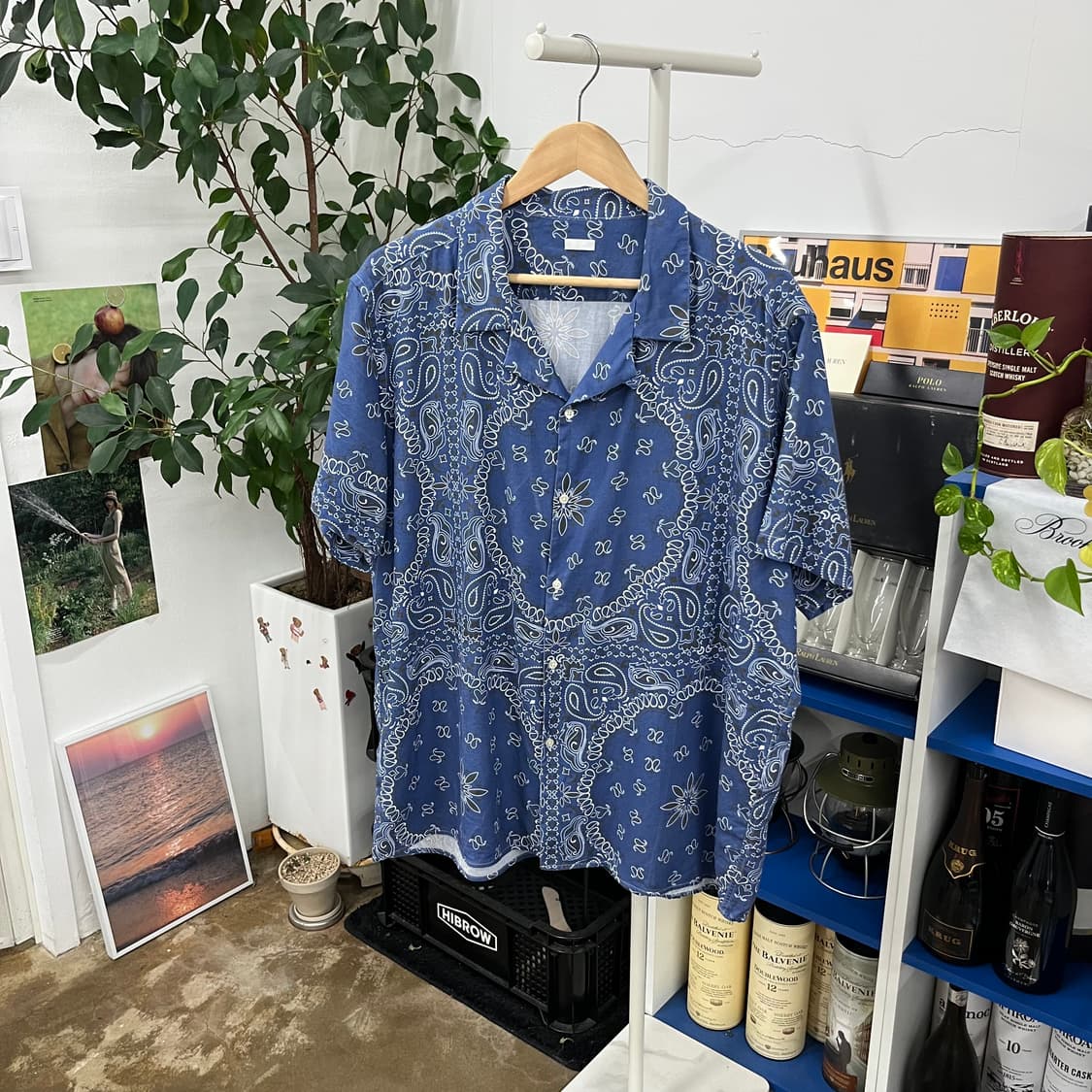 8by yoox 비스코스/코튼 페이즐리 반팔 셔츠 XXL 상품이미지1