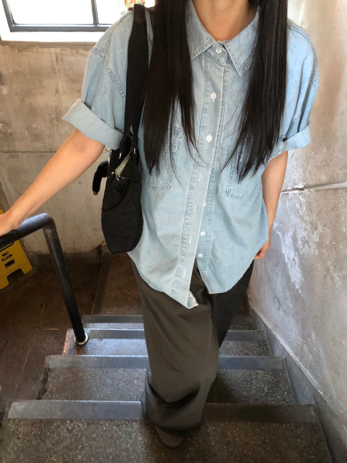 아워프 / 포티 데님 반팔 셔츠 남방 상품이미지1