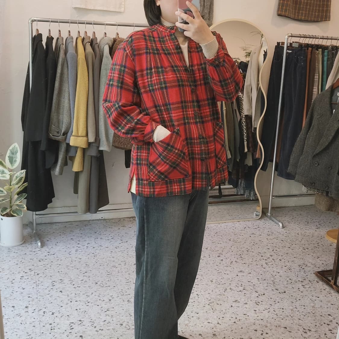 레드그린체크 포켓 울셔츠 (made in Japan) 상품이미지2