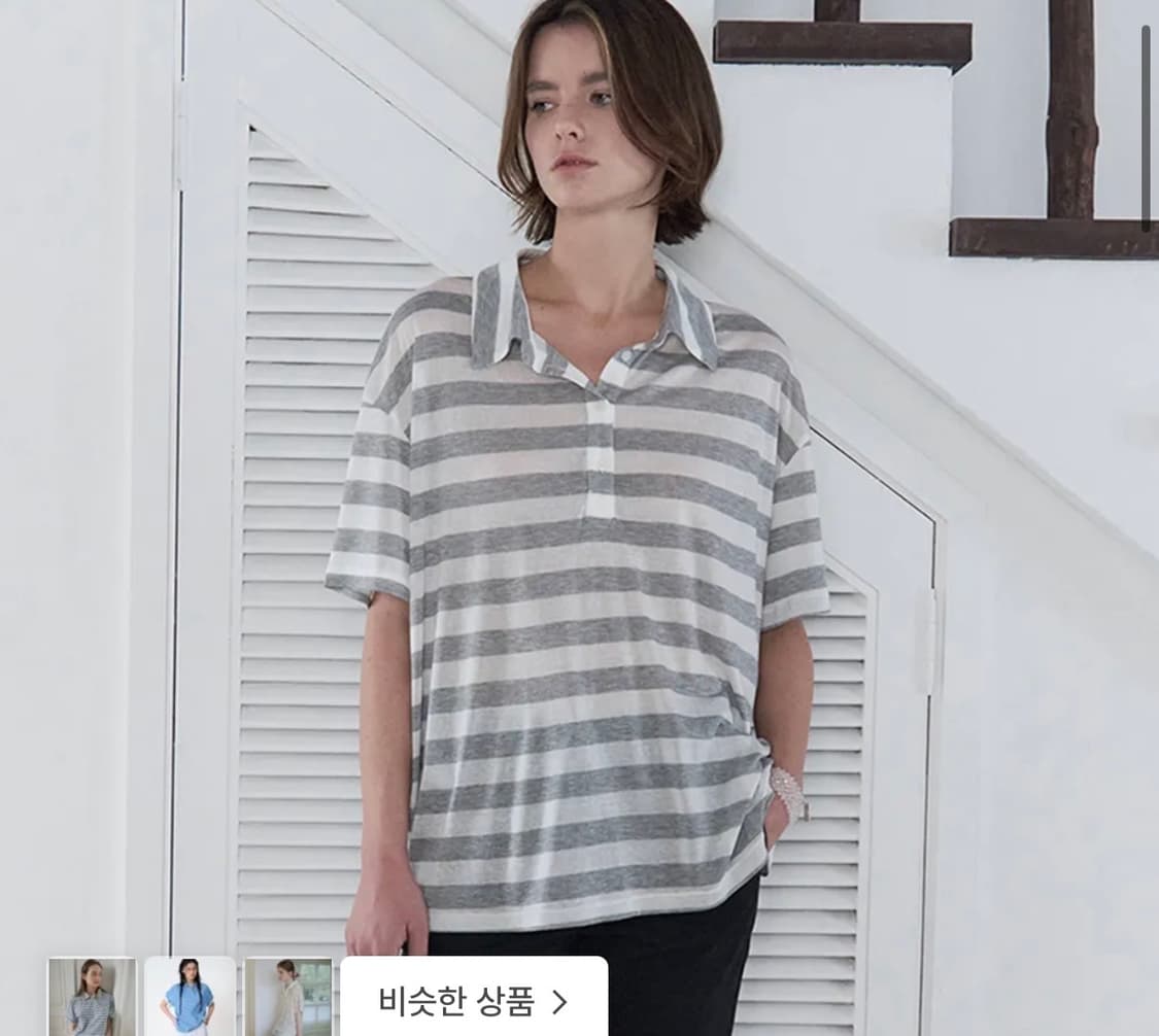 에토아 시어 스트라이프 폴로 티셔츠 상품이미지1
