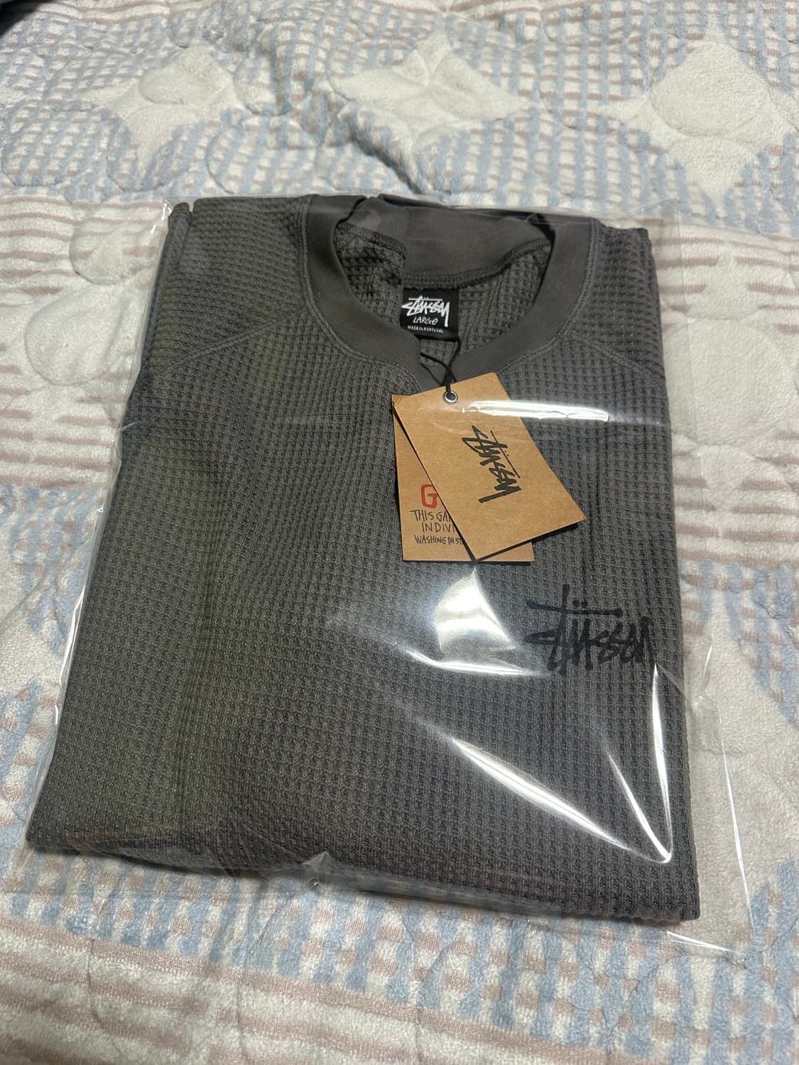 (L)스투시 와플 니트 롱슬리브 차콜 상품이미지1