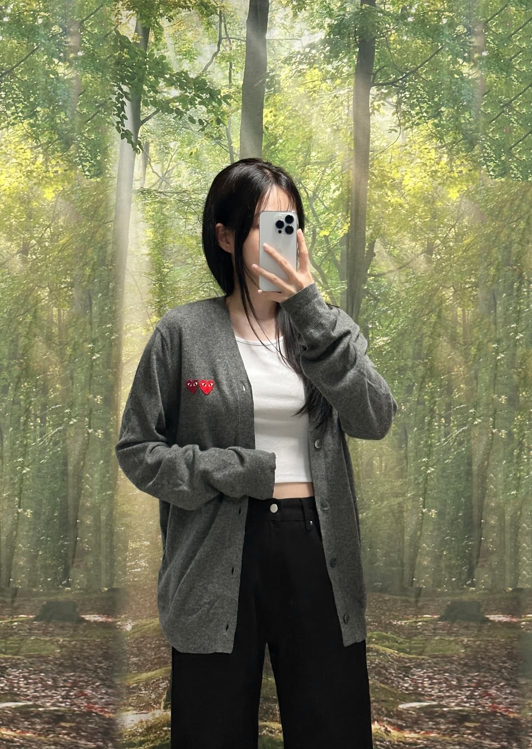 🤍 꼼데가르송 더블 하트 브이넥 가디건 🤍  상품이미지1