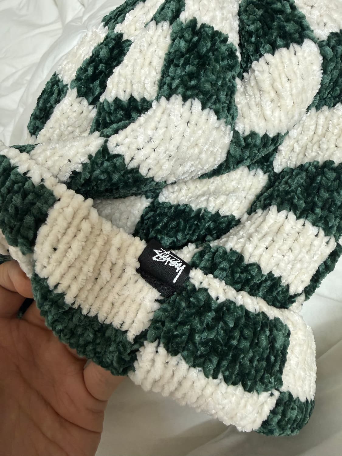 스투시 크로쉐 체커드 비니 그린 상품이미지4