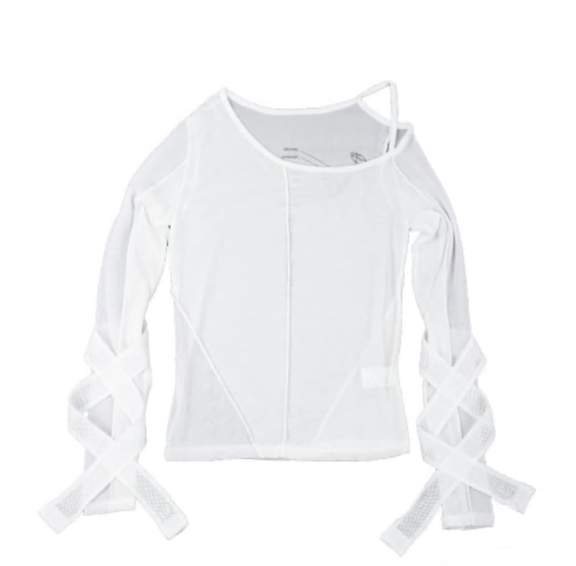 오호스 밴디지 메쉬 티 화이트 상품이미지1