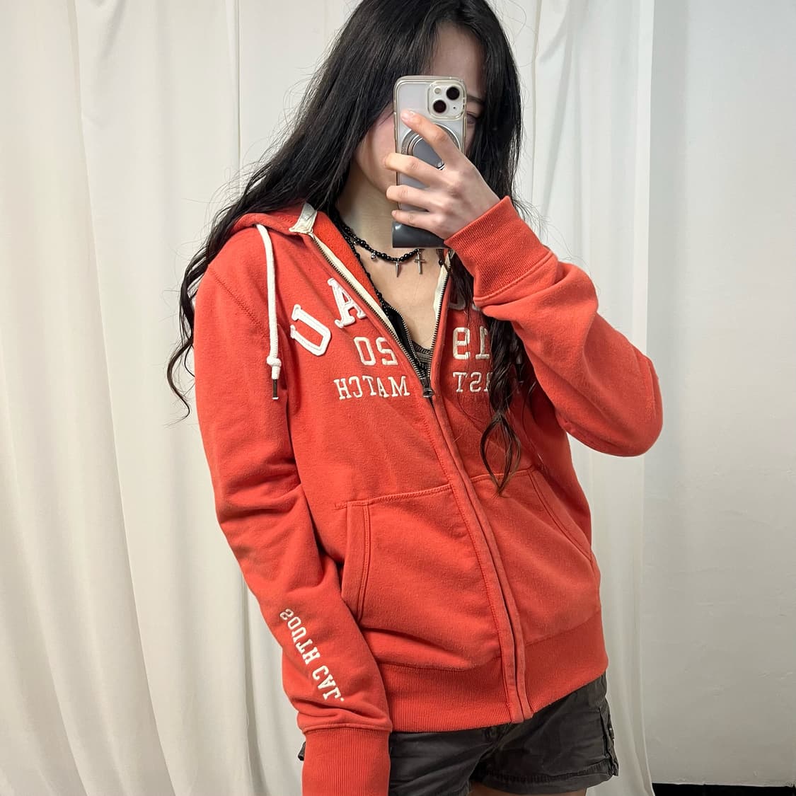 Who.A.U Orange Zip-Up Hoodie 상품이미지3