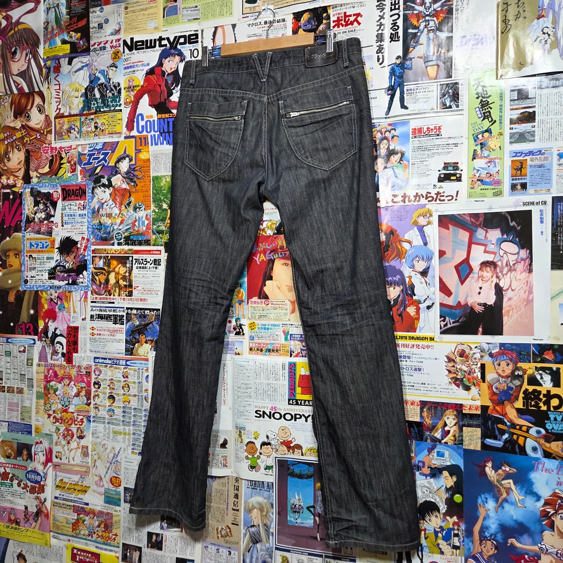 빈티지 락시크 지퍼 포켓 그레이 데님 팬츠 . 상품이미지3