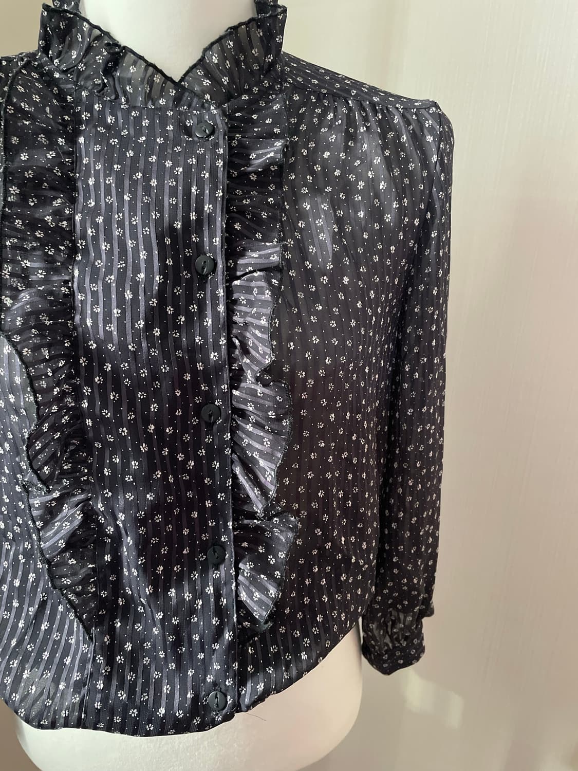 빈티지 프릴 시스루 블라우스 상품이미지3