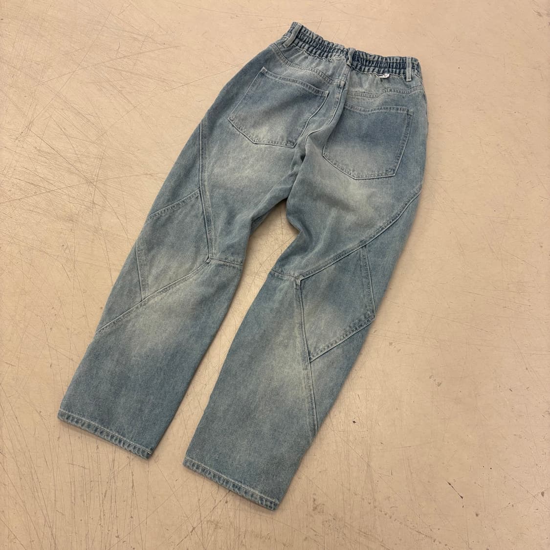 엑스톤즈 스퀘어 패턴 워싱 데님 팬츠 상품이미지4