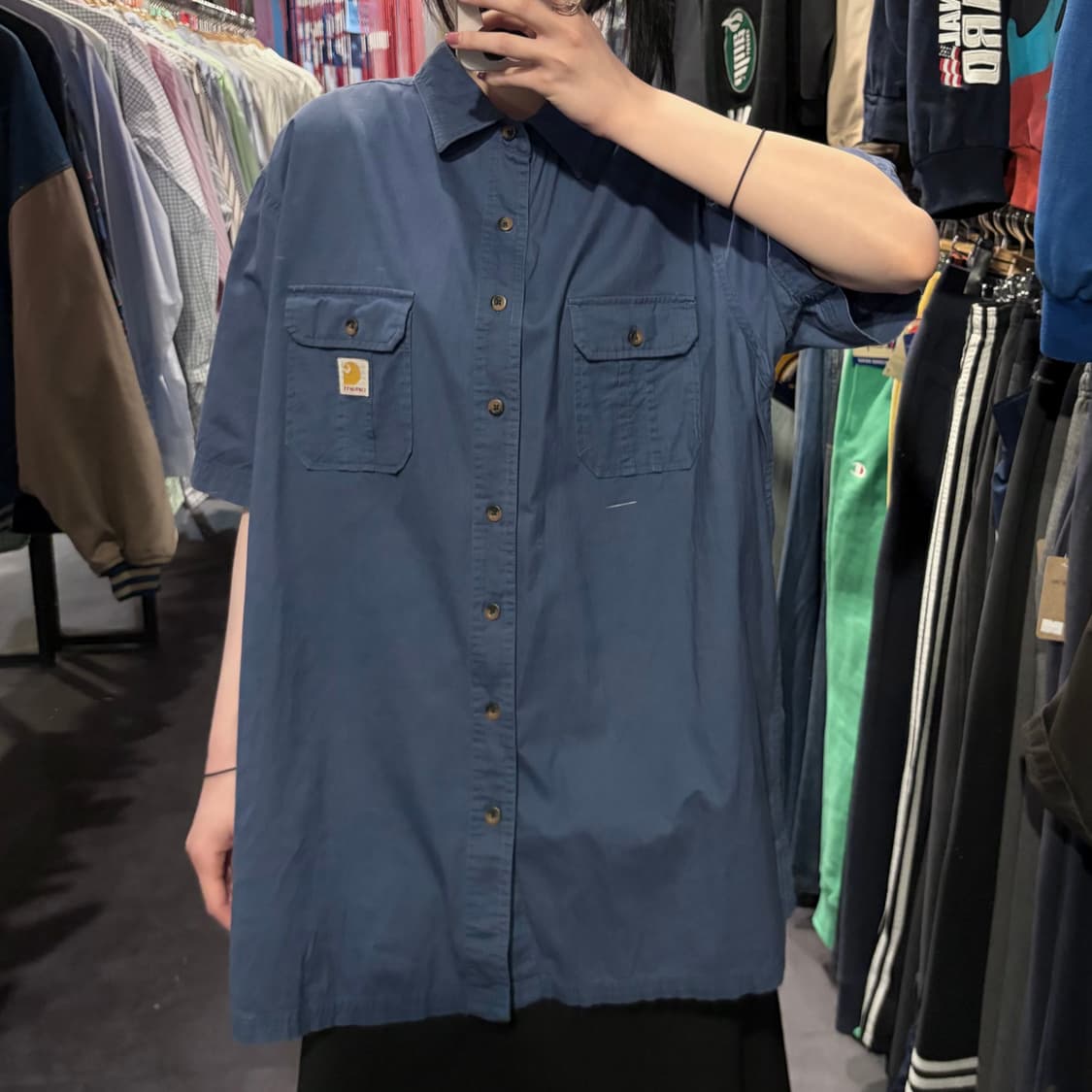[IM] Carhartt 칼하트 투포켓 반팔 셔츠 블루 상품이미지3