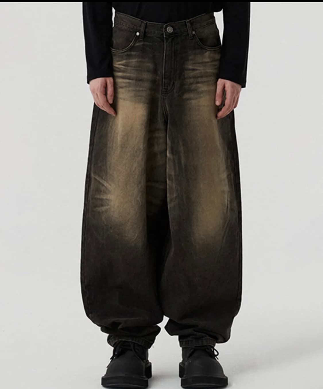 어썸 배기 데님 팬츠 블랙 상품이미지1