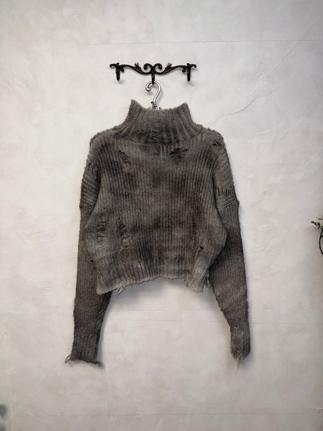 Ulkin spray turtleneck crop sweater_grey 상품이미지5
