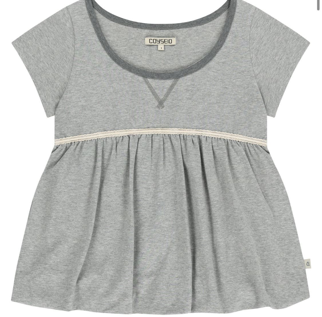 코이세이오 레이스 벌룬 티셔츠 멜란지그레이 2사이즈 상품이미지1