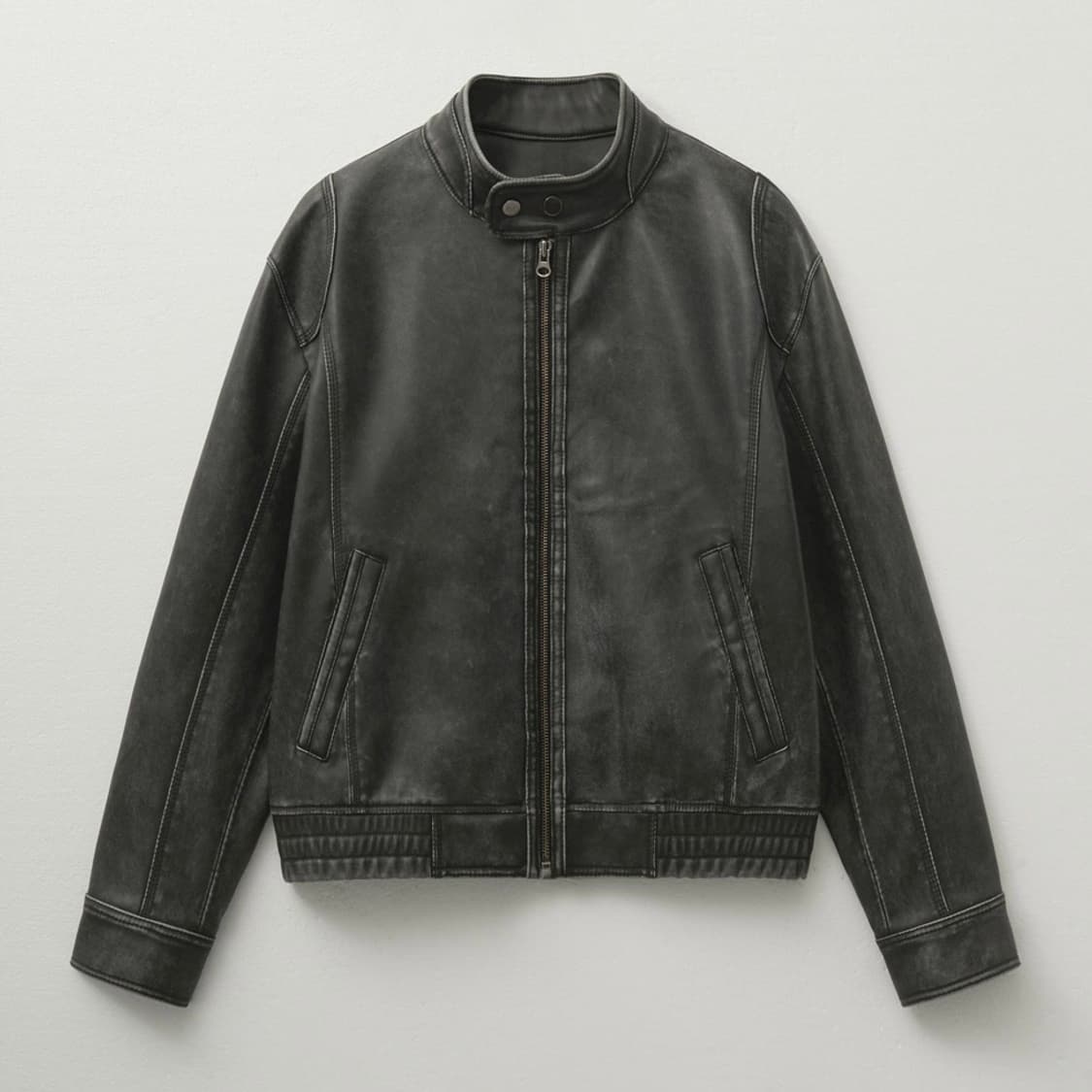 워시드 레더 블루종 점퍼 (빈티지 그레이) 상품이미지1