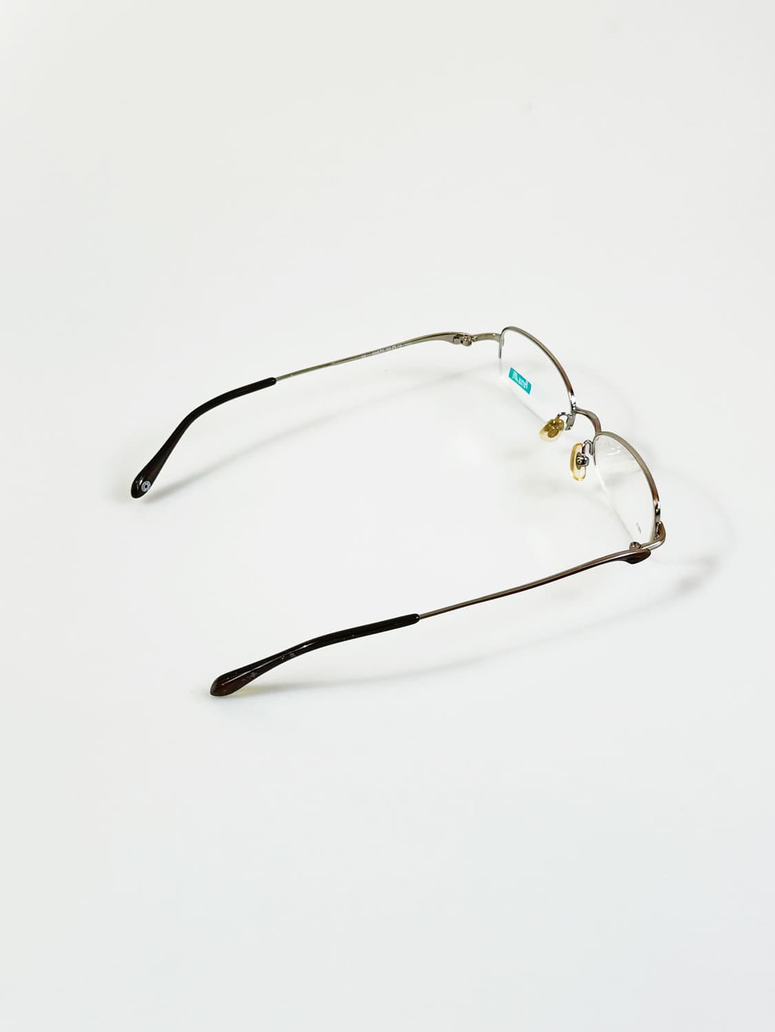 90s FUTIS 실버 메탈 반무테 스퀘어 빈티지 안경 상품이미지4