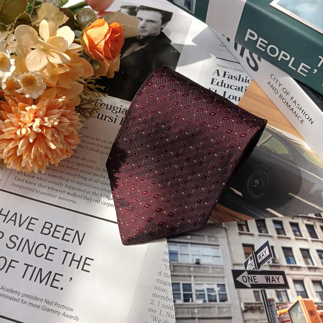 휴고보스 실크 와인 패턴 넥타이 9cm A+등급 E870
 상품이미지3