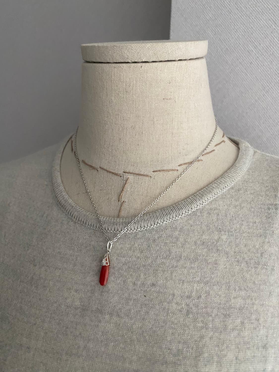 천연 산호 펜던트 실버 목걸이(925) 상품이미지10