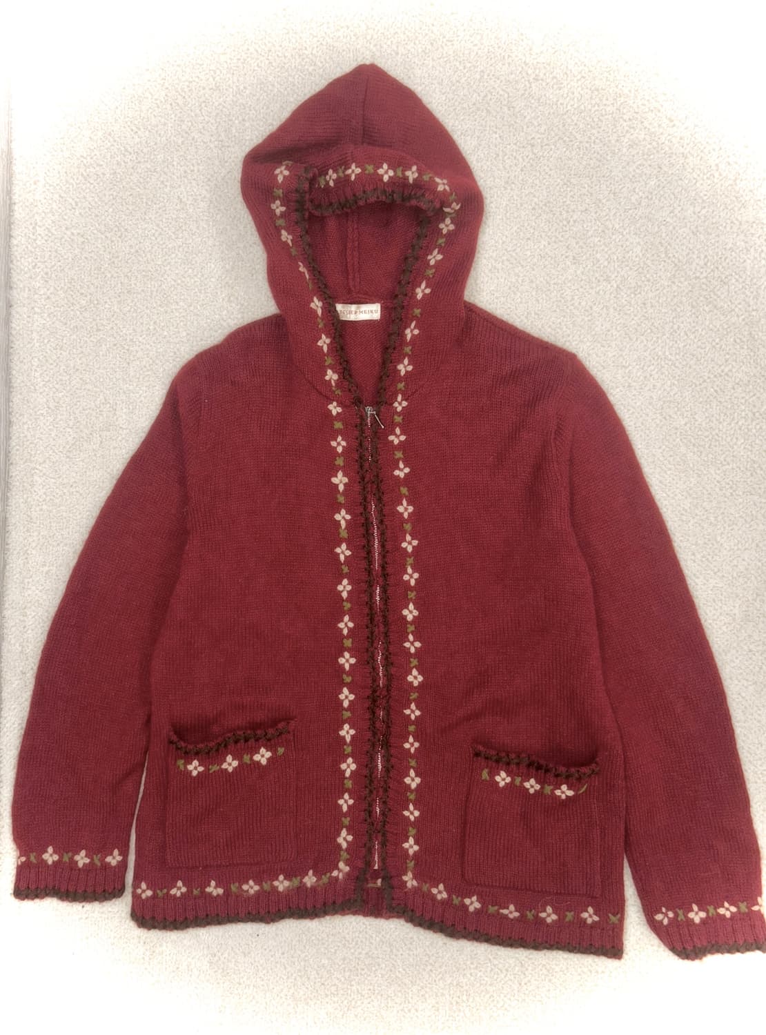 빈티지 하구미 모리 니트 후드집업 귀도리모자 니혼진 너드 코코모리 지구샵 상품이미지2