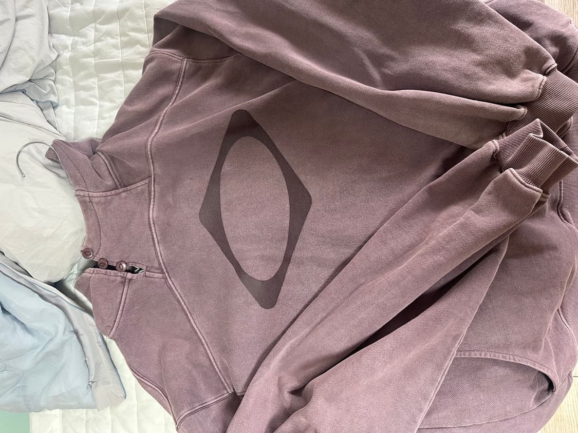 미스치프 버튼업 롬버스 후드티 워시드레드브라운 상품이미지2