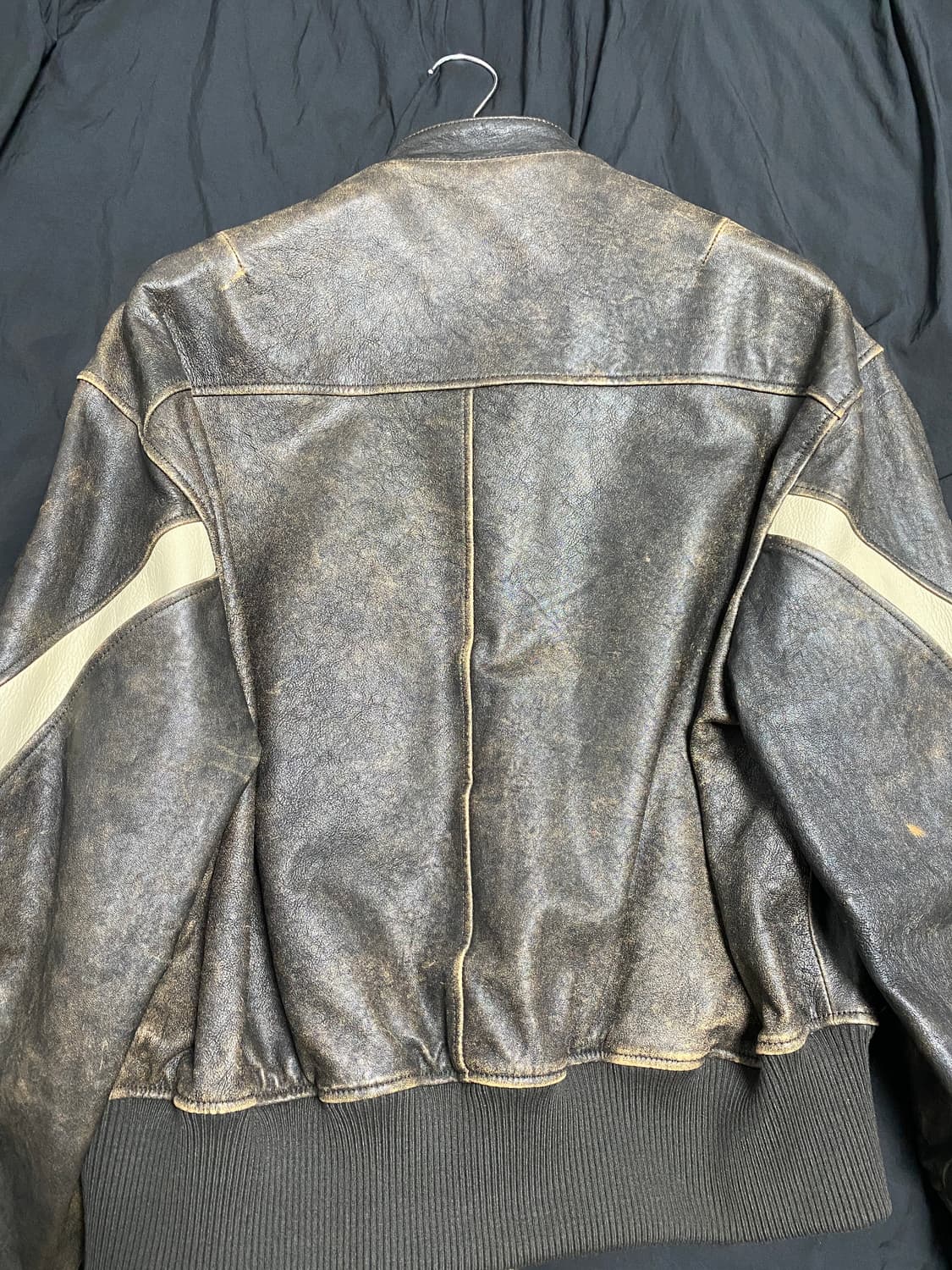 쿠어 디스트레스 믹스드 레더 자켓 M 상품이미지2