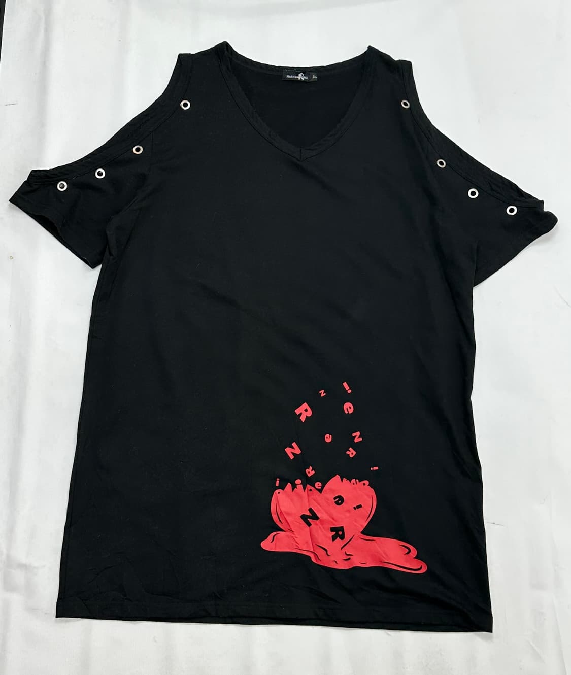 ⛓️지뢰계 펀칭 펑크 롱 반팔 티셔츠 ⛓️쇠맛 원피스 고스 펑크 락  상품이미지2