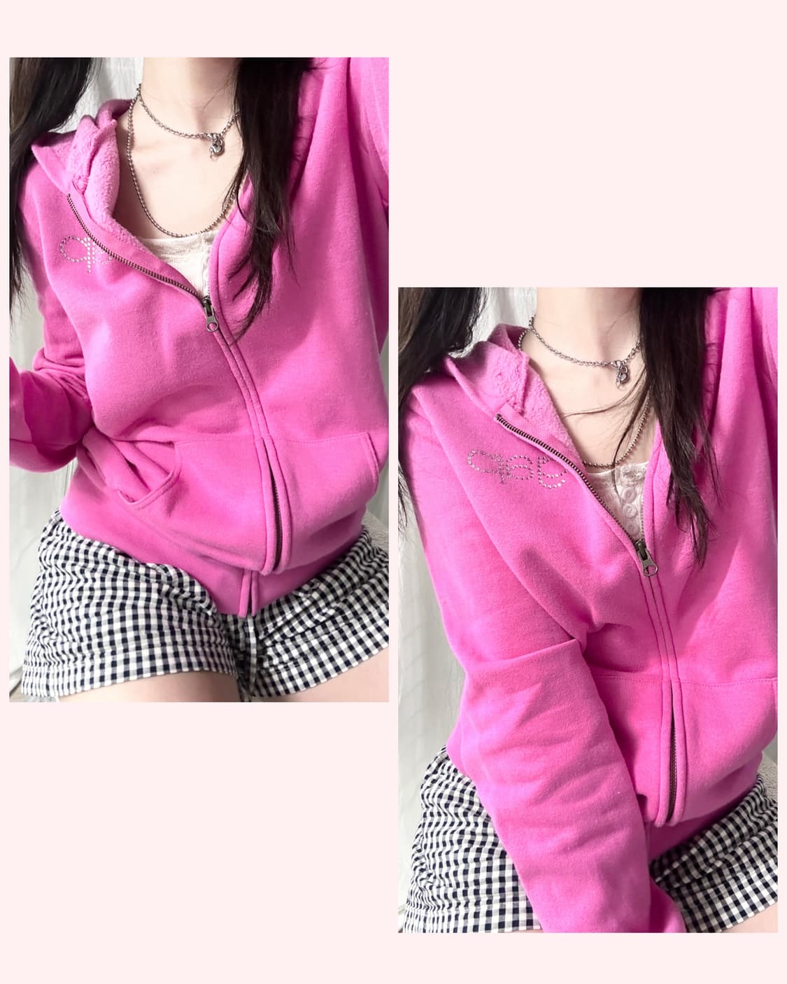 갭 큐빅로고 핑크 후드집업 상품이미지1