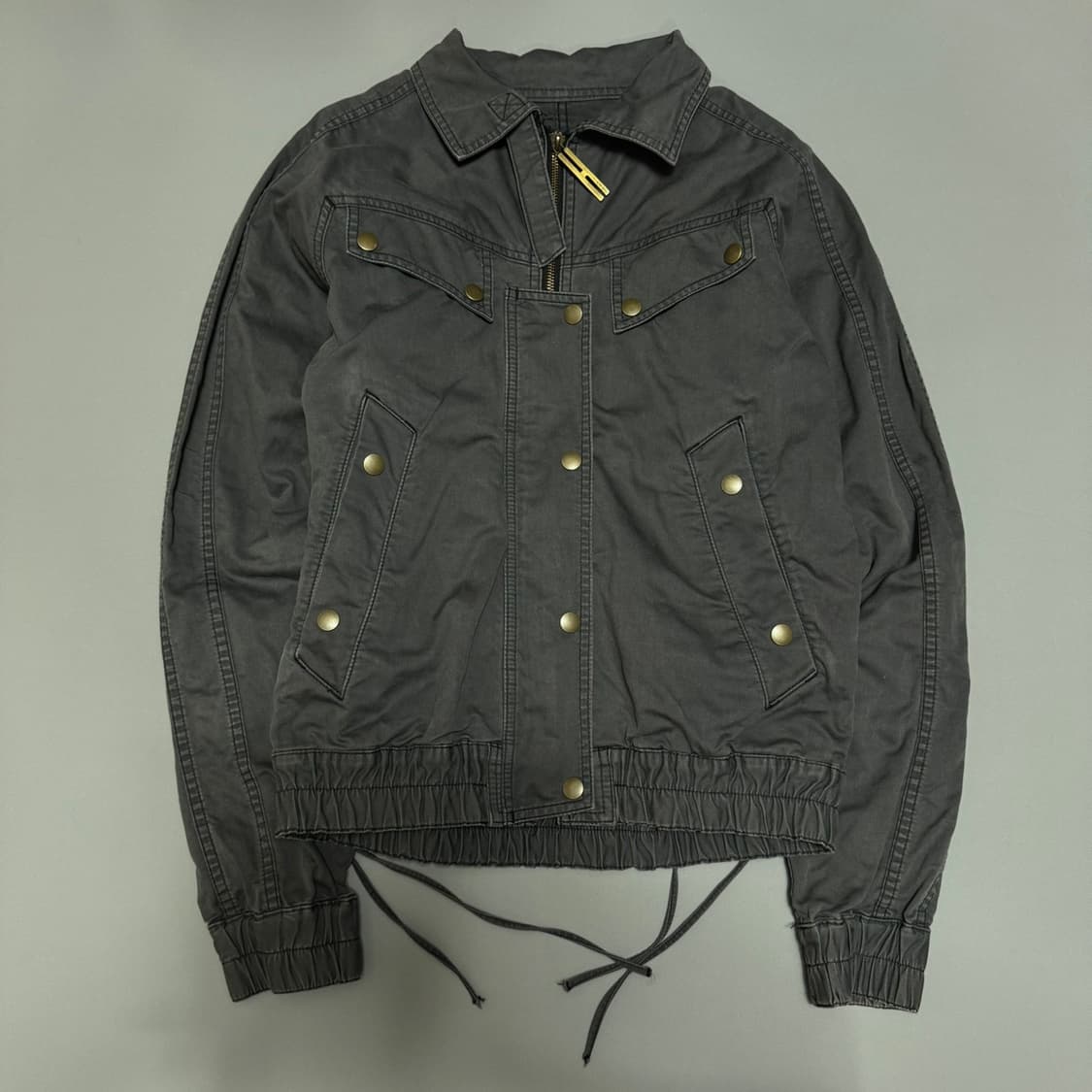 히스테릭글래머 차콜컬러 코튼 스트랩 아일렛 쇼트 밀리터리 자켓 상품이미지9