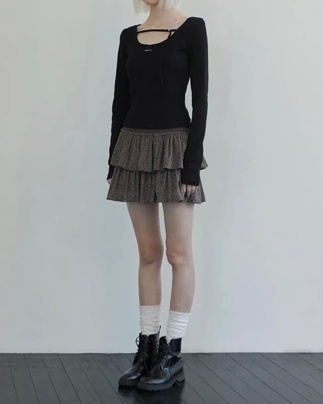 렌세 레오파드 캉캉 미니스커트 상품이미지2