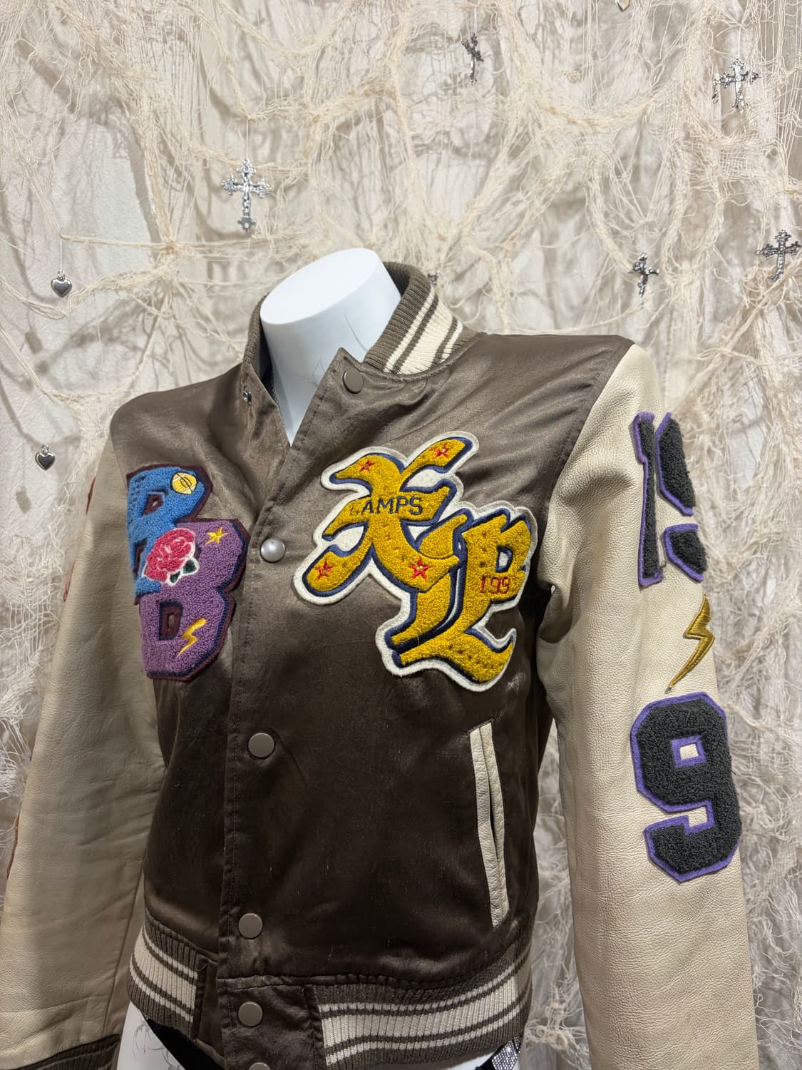 X-girl pacth varsity crop jacket 상품이미지4
