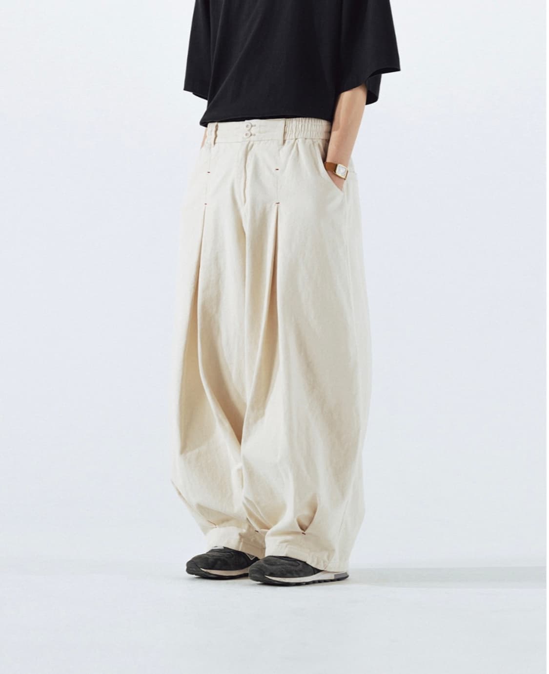 앵글런 Unbalance Long Tuck Balloon Pants 상품이미지1