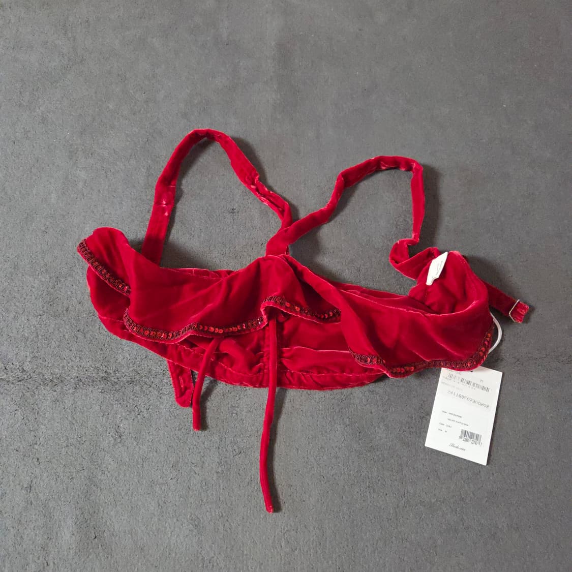 BODE 보디 벨벳 러플 브라 탑 M 칠리 상품이미지4