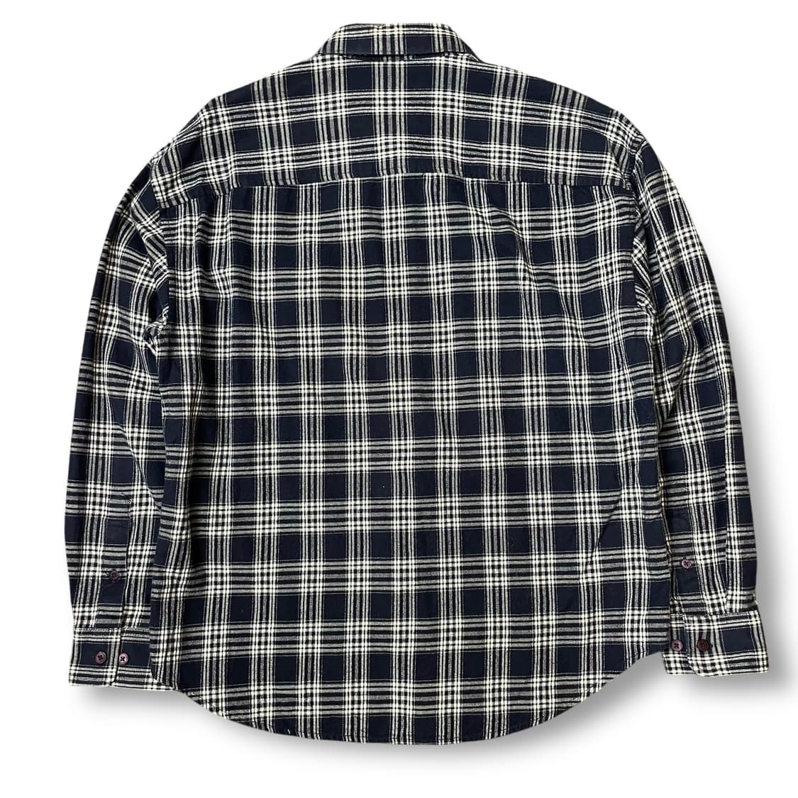 ANDEW 네이비 체크 세미 오버핏 긴팔 셔츠 100 상품이미지2