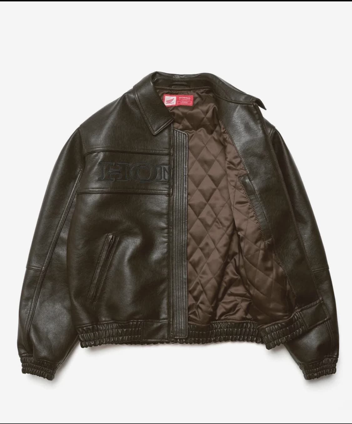 혼다 파이핑 레더 자켓 브라운 L 상품이미지4