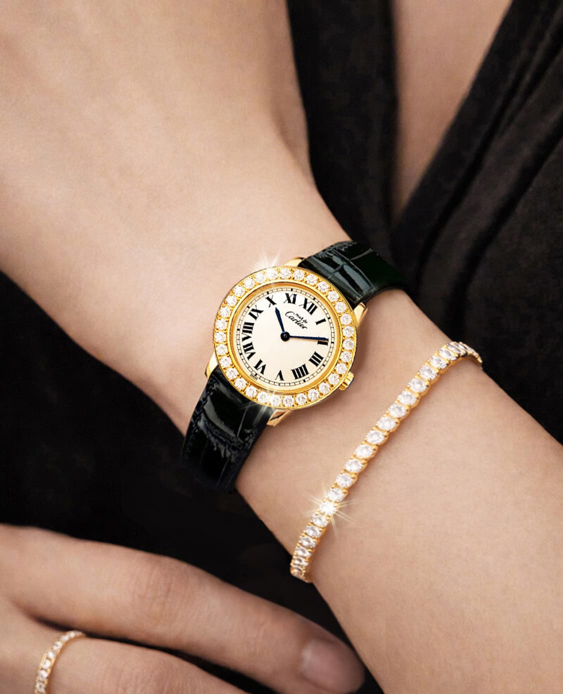 까르띠에 머스트 론드 아이보리 다이얼 로만 여성 빅다이아 시계 상품이미지9