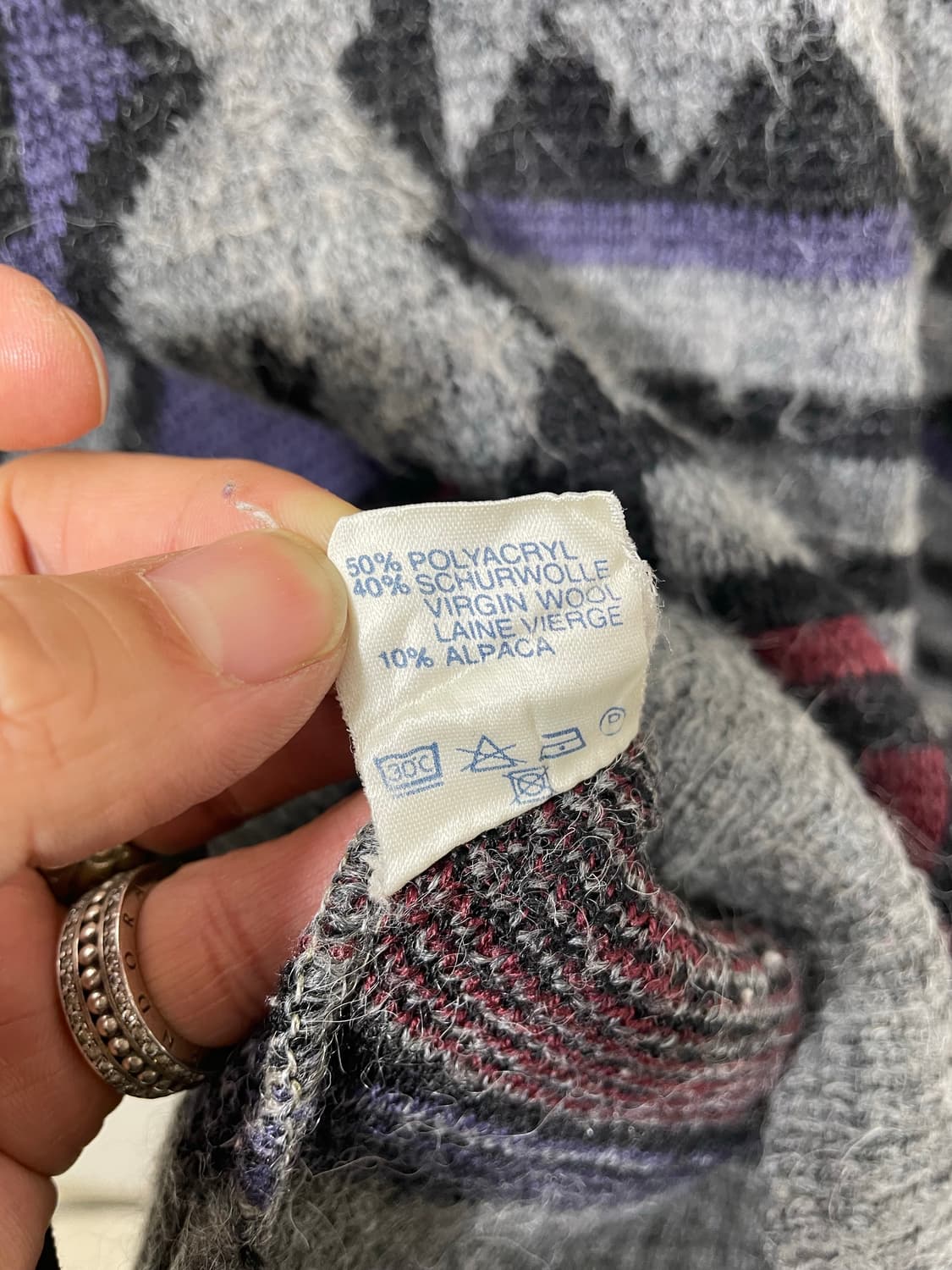 일본빈티지 알파카 기하학 니트 Free - K24  상품이미지5