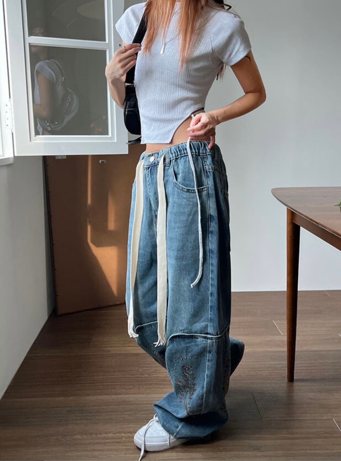 [UNISEX] 웨스턴업 밴딩 와이드 데님 팬츠 상품이미지3