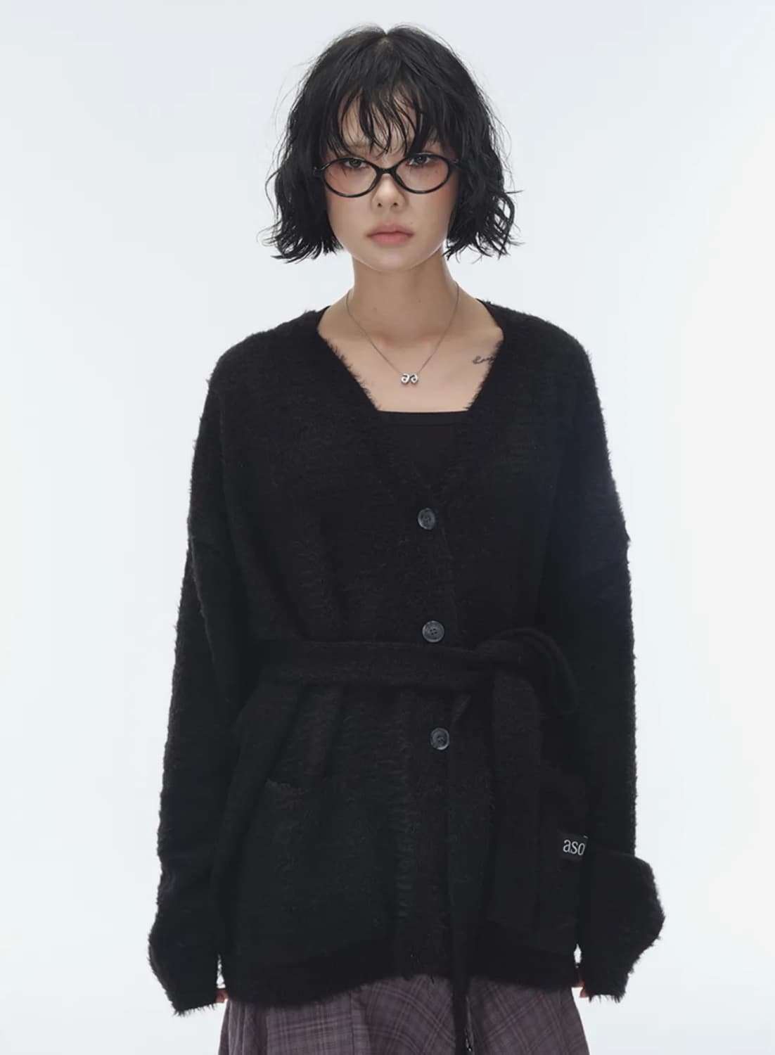 애즈온 루카타이 가디건 블랙 상품이미지1