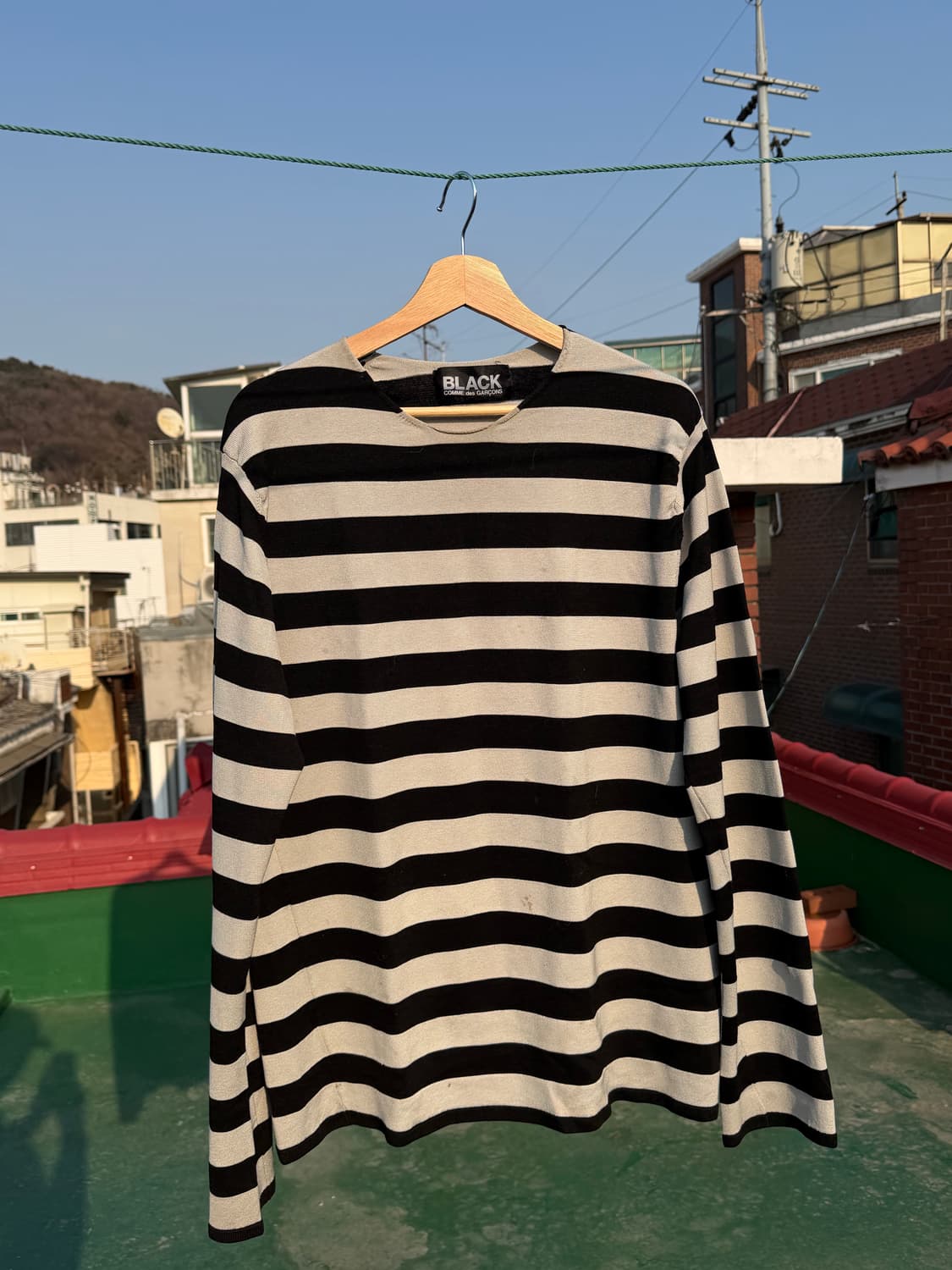 꼼데가르송 블랙 스트라이프 니트 상품이미지1