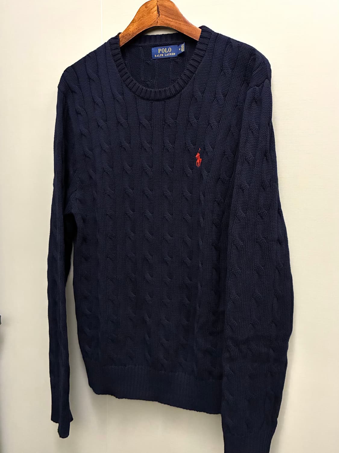 (M/100)폴로랄프로렌 코튼 케이블 꽈배기 니트 네이비 폴로니트 상품이미지3