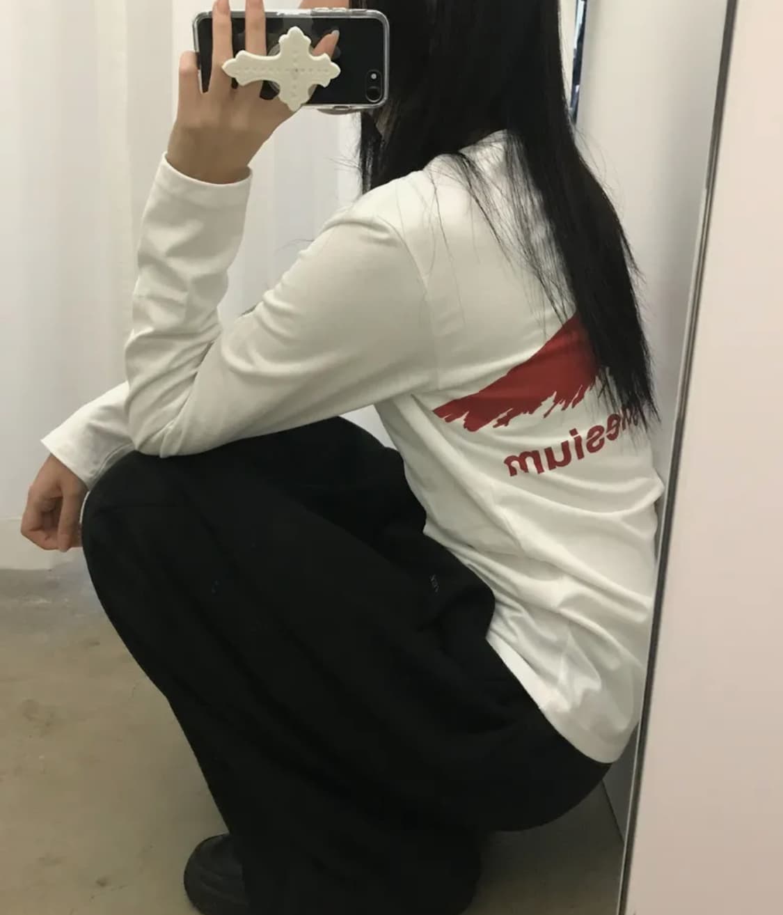 탄산마그네슘 롱슬리브 화이트/레드 상품이미지2