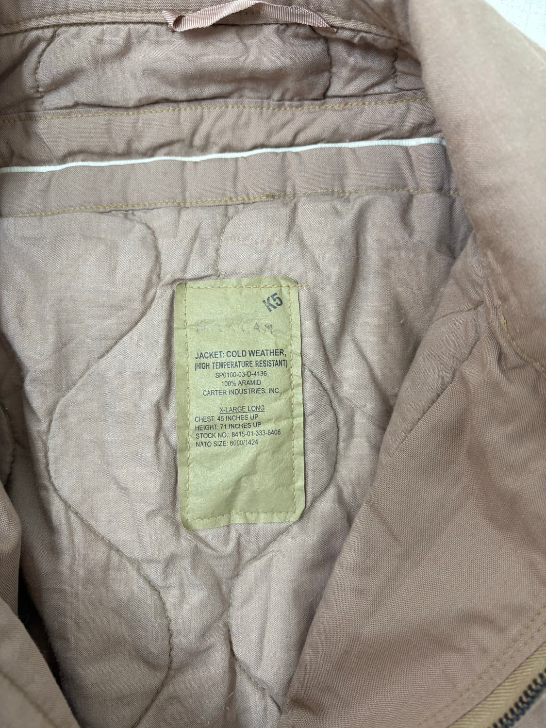00's U.S Army CVC Tan Tanker Jacket.  상품이미지5